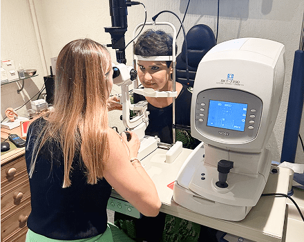 The optical studio - Godalming store, doctor is checking the patient